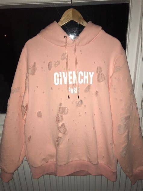 givenchy pink distressed hoodie